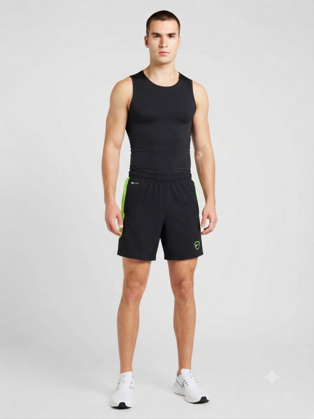 Vintage Nike dri fit Black Shorts with Bright Green Accents